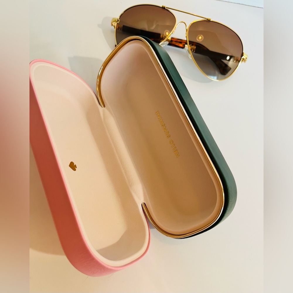 KATE SPADE Sunglass/Eye Case “Hello Sunshine”Pink/Green/Rose Gold - Picture 7 of 11